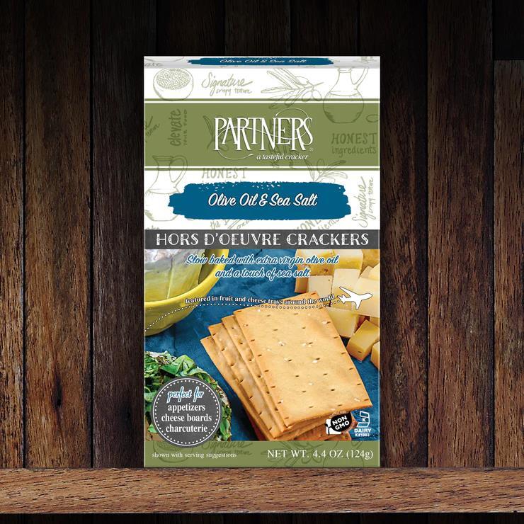 Partners Crackers Olive Oil & Sea Salt Hors D'oeuvre Crackers 4.4oz NWFG - Partners A Tasteful Cracker