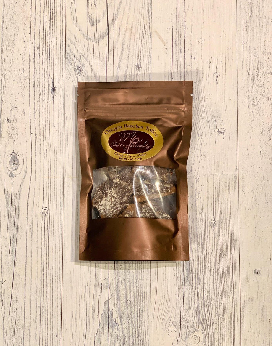 Melting Pot Candy Oregon Hazelnut Dark Chocolate Toffee 4oz – NW Food and  Gifts